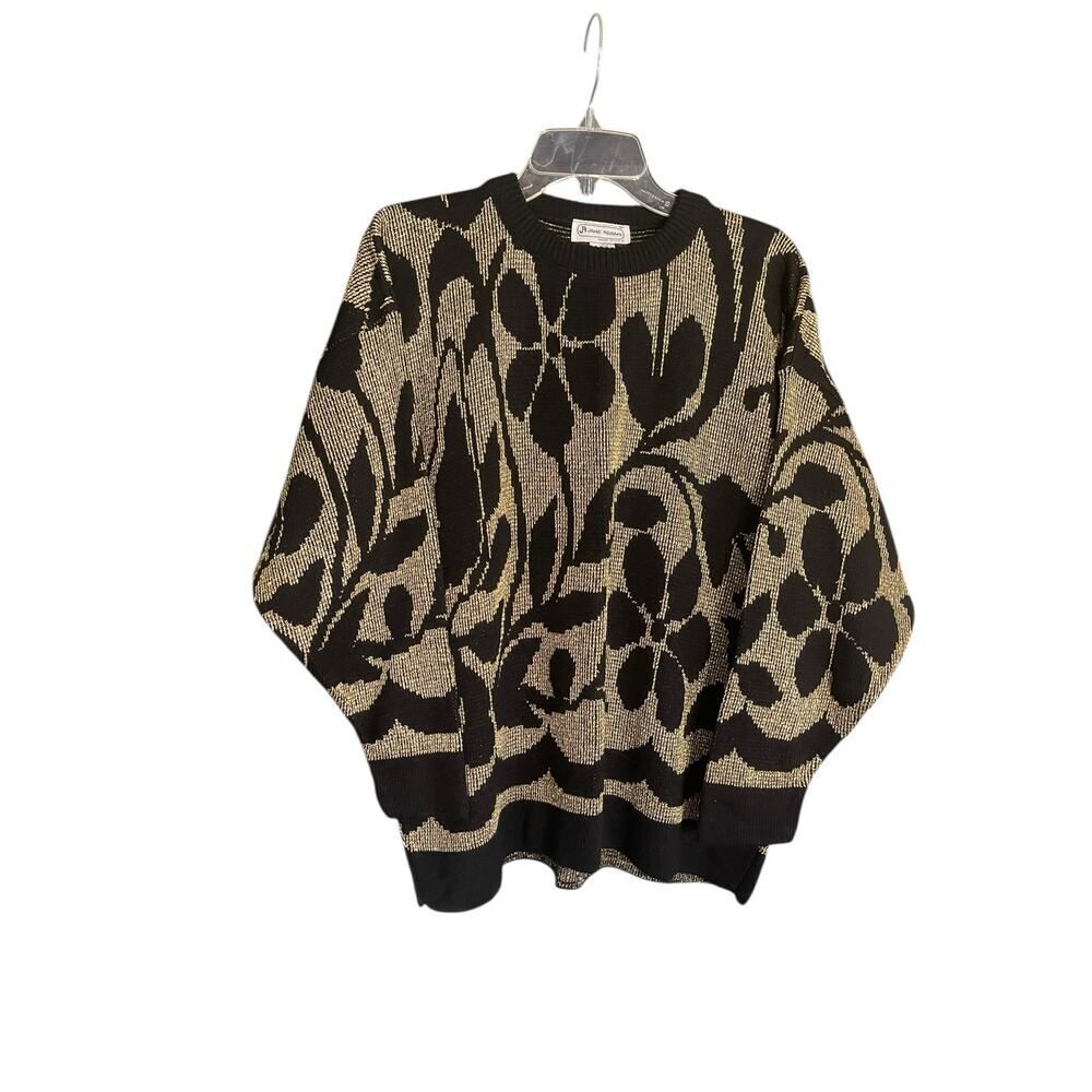 A Jane Adams Vintage Black and Gold Sweater Size (?) Large